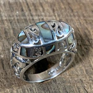 CFJ 925 Sterling Silver Abalone Shell Ring